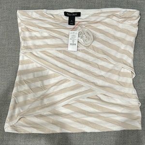 WHBM Strapless Size M New with Tags Beige and White stripes
